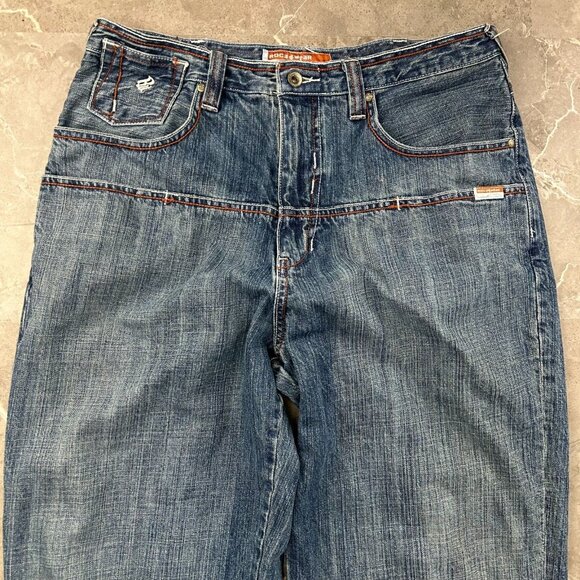 Vintage Rocawear Jeans Mens 34x34 Baggy Loose Denim Embroidered Hip Hop Rap Jay - Picture 2 of 16